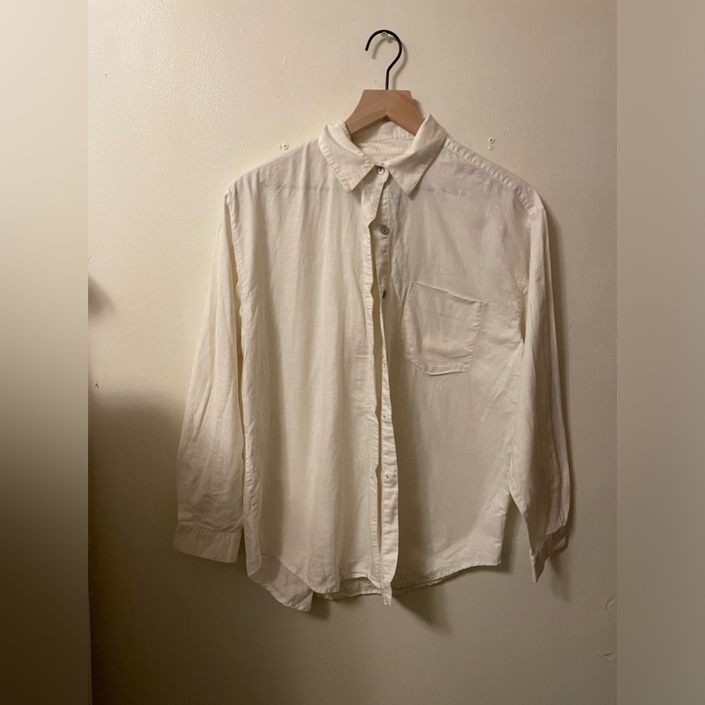 Bushwacker size small white collared button-down shirt